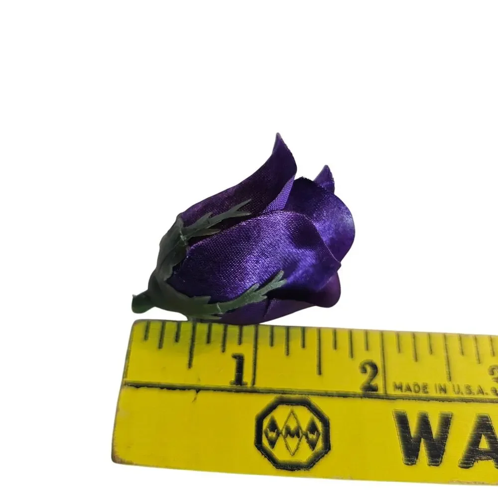 105 Purple Satin Rose Heads Lot Open Roses Buds Stemless Wedding Craft Decor